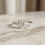 3.27 Ct Round Moissanite with Pear Side Stones Promise Ring