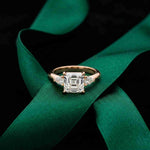 3.27 Ct Asscher Moissanite with Pear Side Stones Engagement Ring