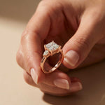 3.27 Ct Asscher Moissanite with Pear Side Stones Engagement Ring