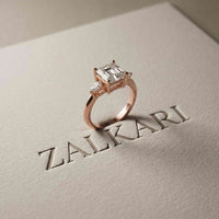 3.27 Ct Asscher Moissanite with Pear Side Stones Engagement Ring