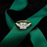 3.27 Ct Asscher Moissanite with Pear Side Stones Engagement Ring