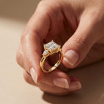 3.27 Ct Asscher Moissanite with Pear Side Stones Engagement Ring