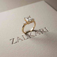 3.27 Ct Asscher Moissanite with Pear Side Stones Engagement Ring