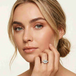 3.27 Ct Asscher Moissanite with Pear Side Stones Engagement Ring