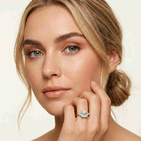 3.27 Ct Asscher Moissanite with Pear Side Stones Engagement Ring