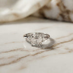 3.27 Ct Asscher Moissanite with Pear Side Stones Engagement Ring