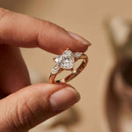 3.27 Ct Heart & Pear Moissanite Architectural Engagement Ring