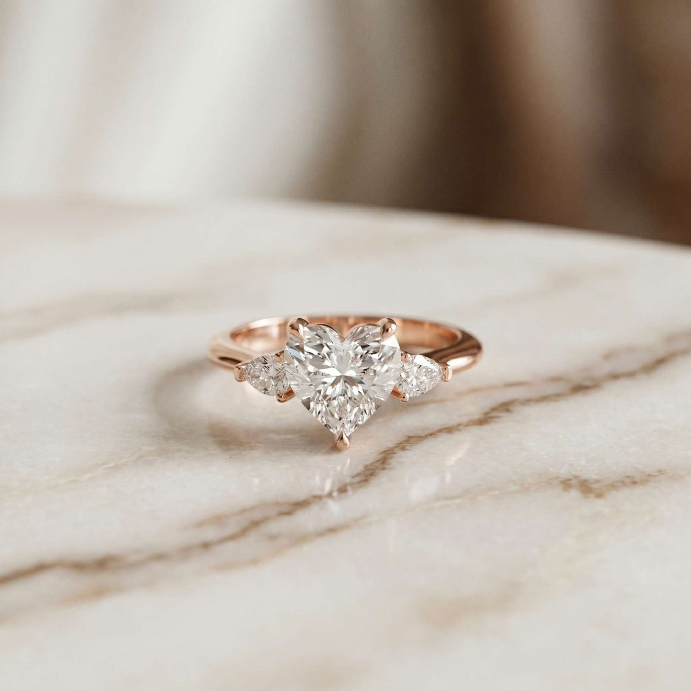 3.27 Ct Heart & Pear Moissanite Architectural Engagement Ring