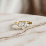 3.27 Ct Heart & Pear Moissanite Architectural Engagement Ring