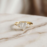 3.27 Ct Heart & Pear Moissanite Architectural Engagement Ring