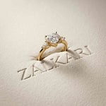 3.27 Ct Heart & Pear Moissanite Architectural Engagement Ring