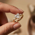 3.27 Ct Heart & Pear Moissanite Architectural Engagement Ring