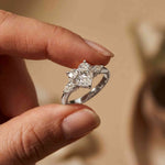 3.27 Ct Heart & Pear Moissanite Architectural Engagement Ring