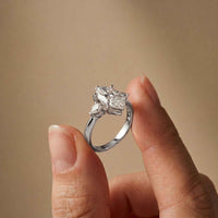 3.27 Ct Marquise & Pear Moissanite Timeless Statement Engagement Ring