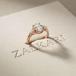 3.27 Ct Oval & Pear Moissanite Dual Harmony Engagement Ring