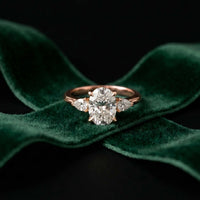 3.27 Ct Oval & Pear Moissanite Dual Harmony Engagement Ring