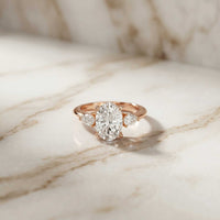 3.27 Ct Oval & Pear Moissanite Dual Harmony Engagement Ring