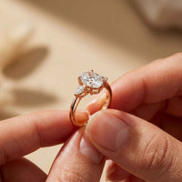 3.27 Ct Oval & Pear Moissanite Dual Harmony Engagement Ring