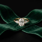 3.27 Ct Oval & Pear Moissanite Dual Harmony Engagement Ring