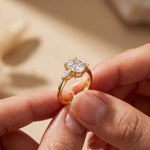 3.27 Ct Oval & Pear Moissanite Dual Harmony Engagement Ring