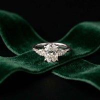 3.27 Ct Oval & Pear Moissanite Dual Harmony Engagement Ring