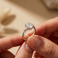 3.27 Ct Oval & Pear Moissanite Dual Harmony Engagement Ring