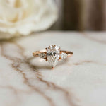 3.27 Ct Pear Moissanite with Pear Side Stones Graceful Fusion Engagement Ring
