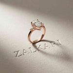 3.27 Ct Pear Moissanite with Pear Side Stones Graceful Fusion Engagement Ring