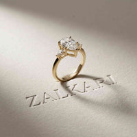 3.27 Ct Pear Moissanite with Pear Side Stones Graceful Fusion Engagement Ring