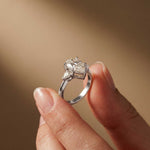 3.27 Ct Pear Moissanite with Pear Side Stones Graceful Fusion Engagement Ring