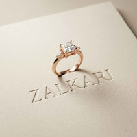 3.27 Ct Princess Moissanite with Pear Side Stones Modern Romance Engagement Ring