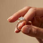 3.27 Ct Princess Moissanite with Pear Side Stones Modern Romance Engagement Ring