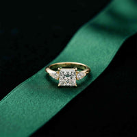 3.27 Ct Princess Moissanite with Pear Side Stones Modern Romance Engagement Ring