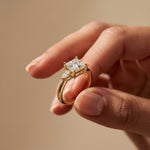 3.27 Ct Princess Moissanite with Pear Side Stones Modern Romance Engagement Ring