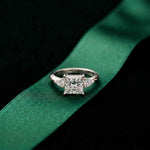 3.27 Ct Princess Moissanite with Pear Side Stones Modern Romance Engagement Ring