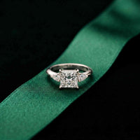 3.27 Ct Princess Moissanite with Pear Side Stones Modern Romance Engagement Ring