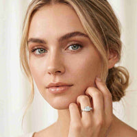 3.27 Ct Princess Moissanite with Pear Side Stones Modern Romance Engagement Ring