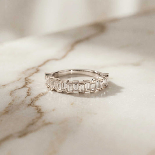 0.99 Ct Baguette Cut Moissanite Minimalist Promise Ring