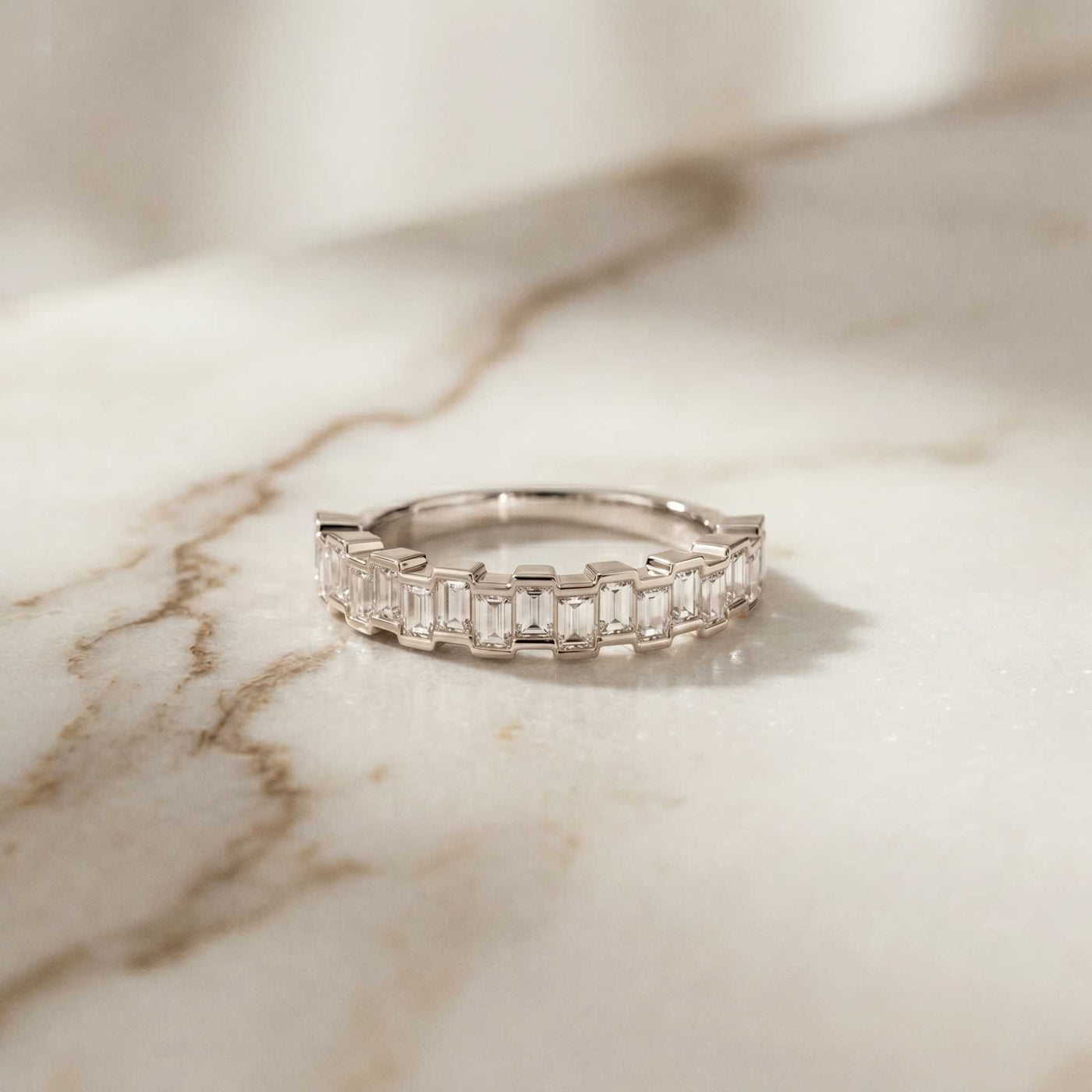 0.99 Ct Baguette Cut Moissanite Minimalist Promise Ring