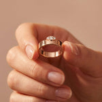 0.85 Ct Round Cluster Moissanite Bold Dome Band Ring