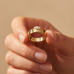 0.85 Ct Round Cluster Moissanite Bold Dome Band Ring
