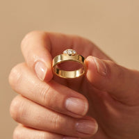 0.85 Ct Round Cluster Moissanite Bold Dome Band Ring