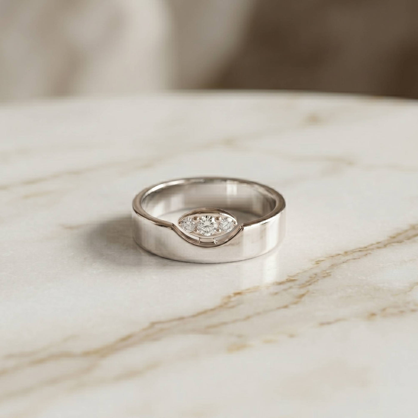 0.85 Ct Round Cluster Moissanite Bold Dome Band Ring