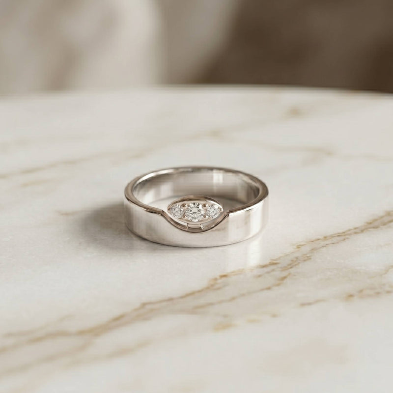 0.85 Ct Round Cluster Moissanite Bold Dome Band Ring