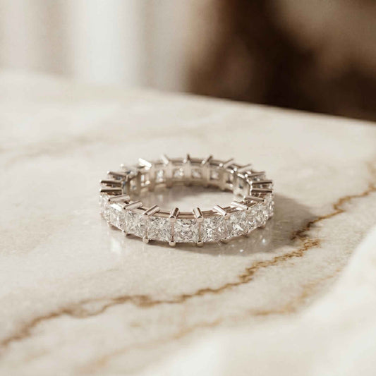 2.31 Ct Princess Cut Full Eternity Shared Prong Band Ring