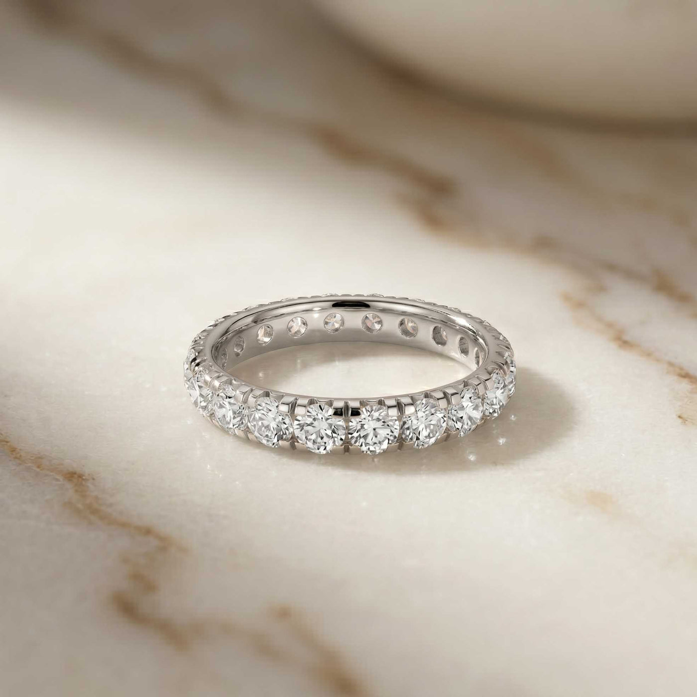 2.20 Ct Round Cut Milgrain Pavé Full Eternity Band Ring