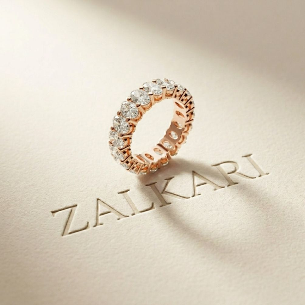 6.08 Ct Oval Full Eternity Prong Set Statement Band Ring