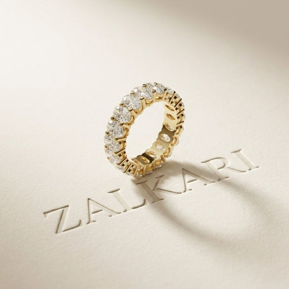 6.08 Ct Oval Full Eternity Prong Set Statement Band Ring