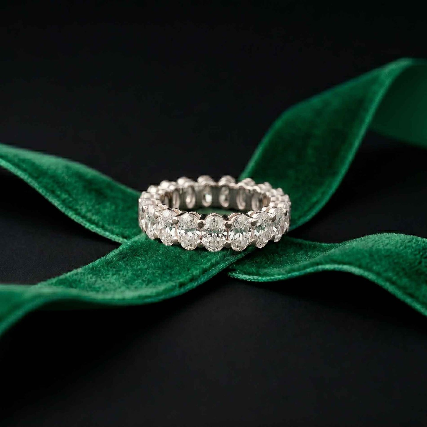 6.08 Ct Oval Full Eternity Prong Set Statement Band Ring
