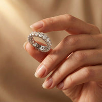 6.08 Ct Oval Full Eternity Prong Set Statement Band Ring